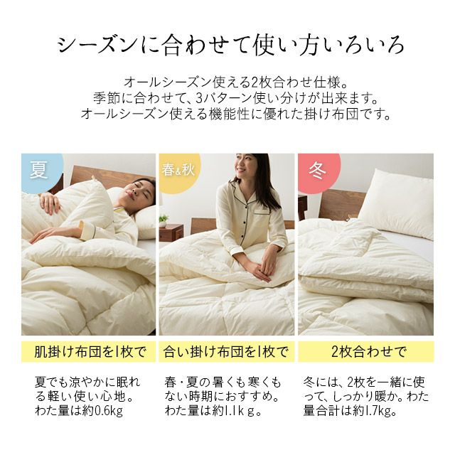 ダクロン 洗濯機で洗える2枚合わせ掛け布団 シングルサイズ フレッシュ4ホール ファイバーフィル [5]