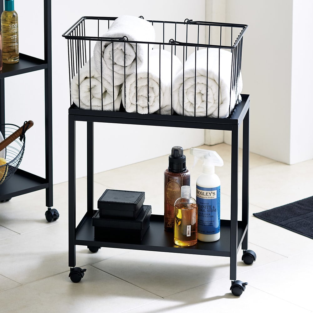 Nifa/ニファ お風呂サイドワゴン 2段 カゴ1個付き