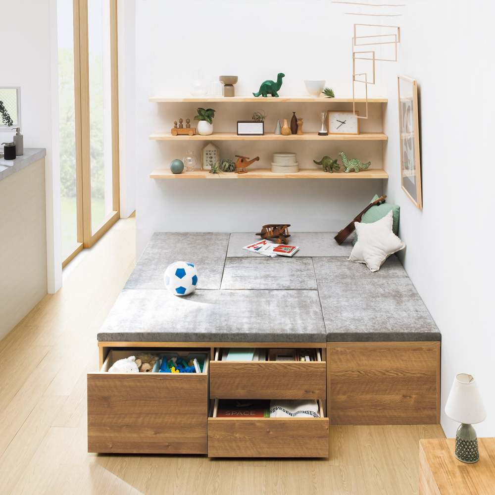 くつろぎのベロア調小上がり収納 フタ収納タイプ 幅120cm奥行60cm高さ46.5cm