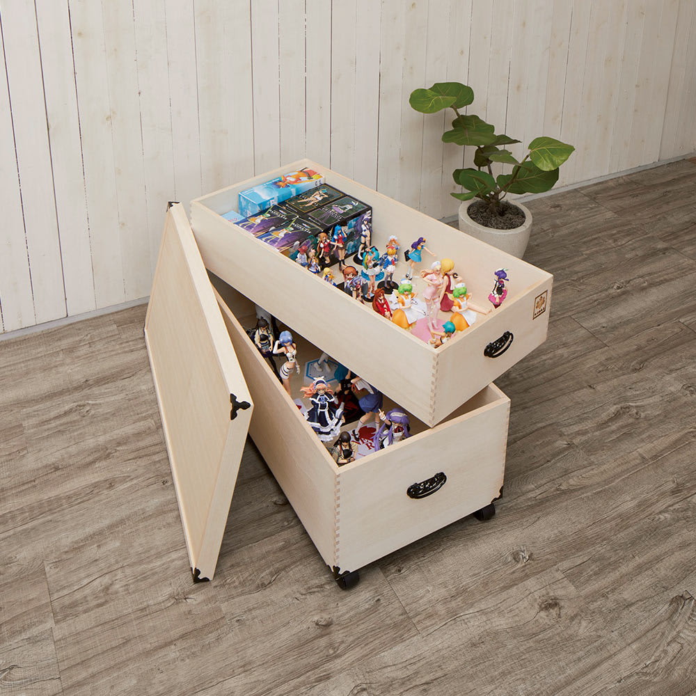 大切な衣類やひな人形をしまえる総桐収納ケース 深2段・高さ71cm