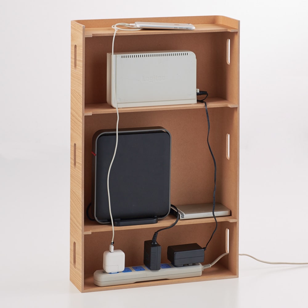 大容量曲木スリムルーター収納 ハイタイプ