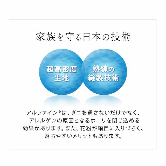【アルファイン防ダニ】 日本製 抗菌・防臭・防ダニ 敷き布団カバー ダブルサイズ [3]