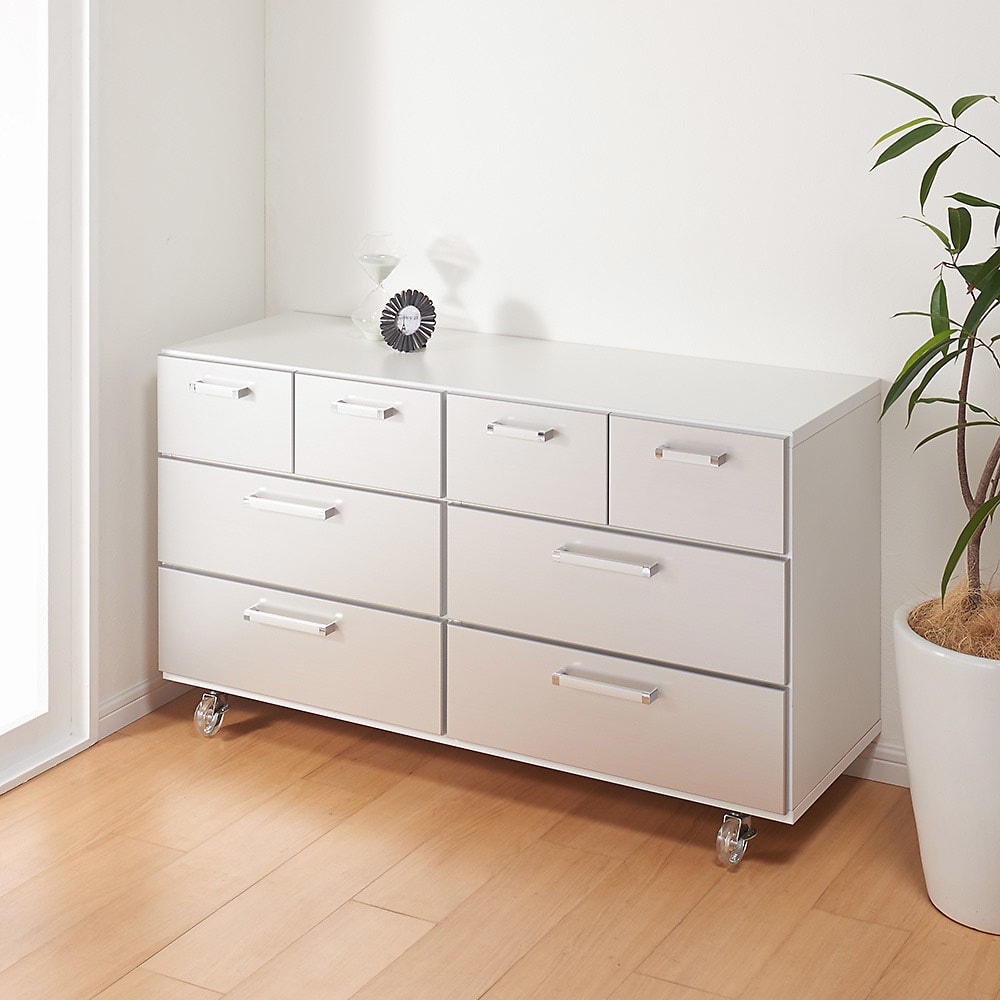 キャスター付きモダンクローゼットチェスト 3段・幅120cm