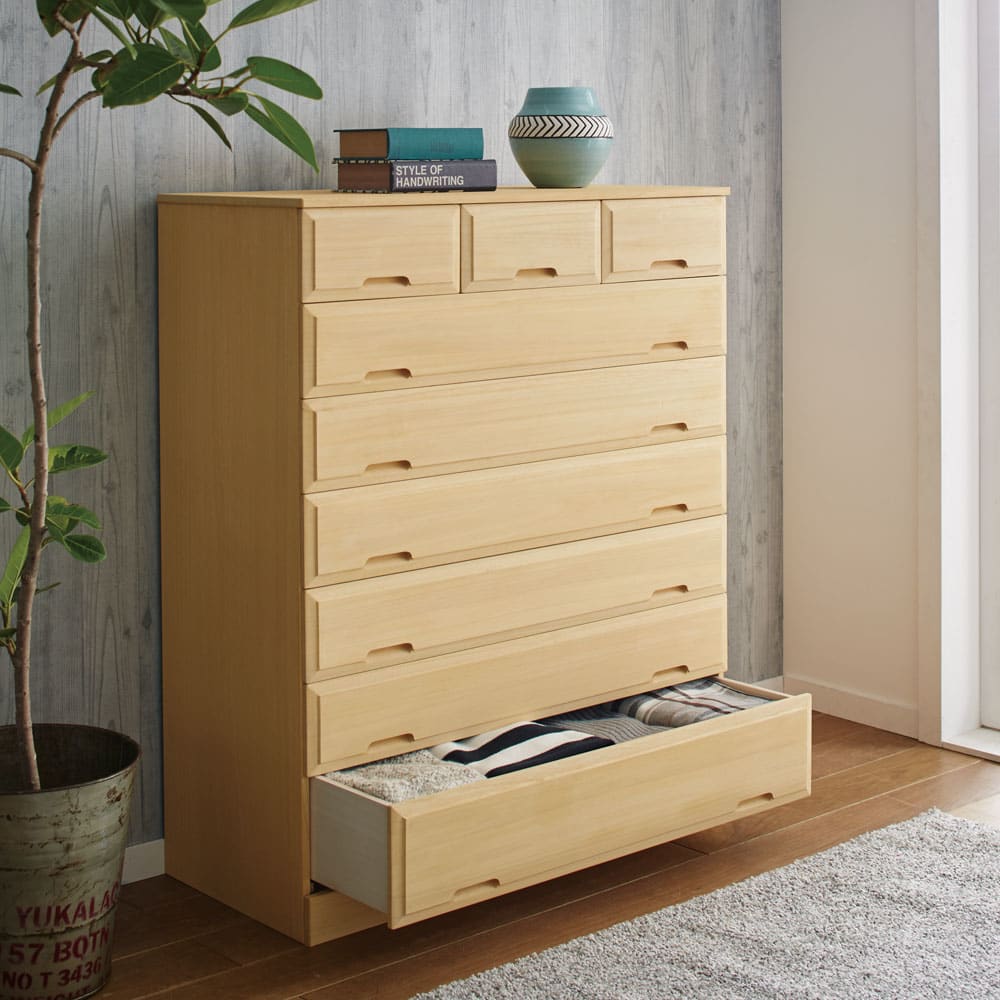 【日本製】北欧風総桐チェスト 幅75cm・3段（4杯） [4]