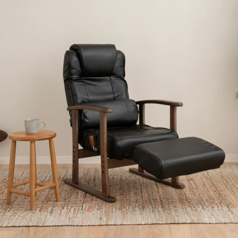 【完成品】 「かなた」 高座椅子 リクライニングチェア ポケットコイル座面タイプ 長さ調節できるオットマン付き クッション付き 高さ調節可 疲れにくい ゲストハウス 別荘 ショールーム体験可 [2]