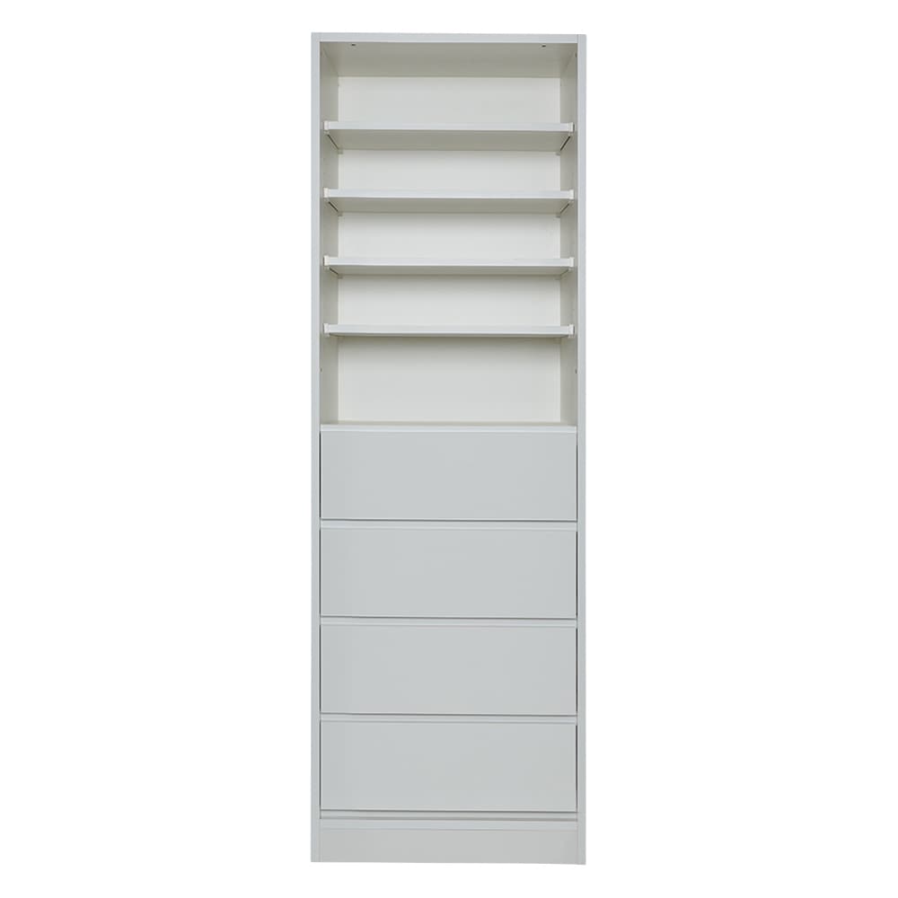 奥行スリムで省スペース オープン間仕切りワードローブ 棚＋引き出し4杯 幅60奥行44cm [4]