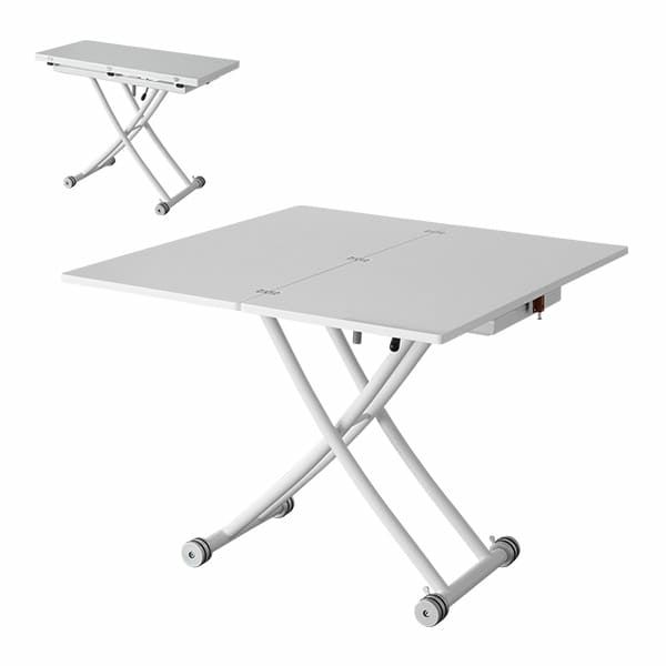 【CORUNA】 マジックテーブル リフトテーブル ローテーブル ダイニングテーブル センターテーブル デスク 机 作業台 幅100cm 昇降式 伸長式 ストーン調 石目調 スチール脚 食卓用