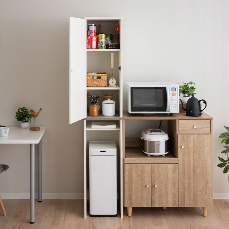 キッチンキャビネット 幅35cm スリム ゴミ箱上ラック ゴミ箱ラック キッチンラック 収納ラック 収納棚 ゴミ箱上収納 隙間収納 キッチン収納 ランドリー収納 収納家具 [5]