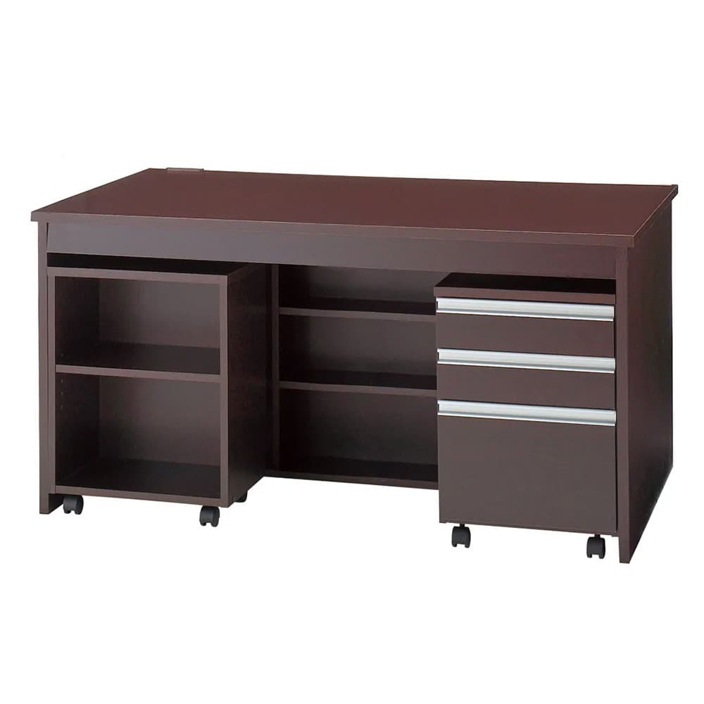 奥行たっぷりデスク3点セット（パソコンデスク・ラック・チェスト）幅140cm