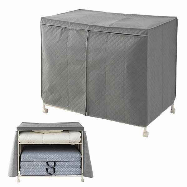 布団収納ラック用 収納カバー 収納ケース 竹炭入り 単品 1枚 全面開閉 出し入れ簡単 布団収納ラックに固定可能 消臭 調湿 [3]