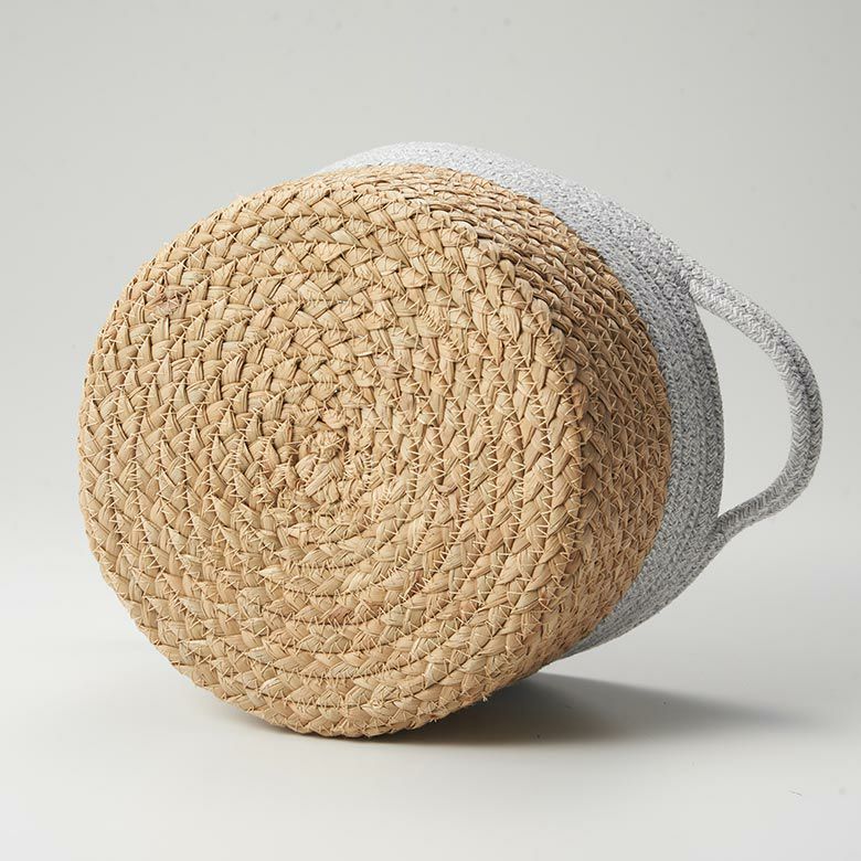 ロープバスケット 自立 ラウンド 重ねて収納 スタッキング  ハンドル コットンロープ カラーボックス対応 カウンター収納  リビング ダイニング キッチン  玄関 子供部屋 プレゼント [5]