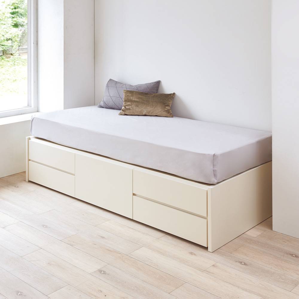 省スペース対応コンパクトチェストベッド 棚無し（国産ボンネルコイルマットレス付き）【ショート/レギュラー】