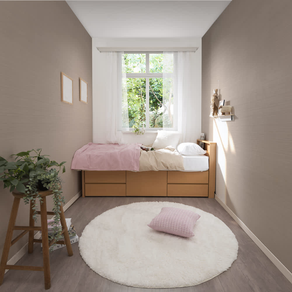 省スペース対応コンパクトチェストベッド 棚付き（国産ボンネルコイルマットレス付き）【ショート/レギュラー】 [2]