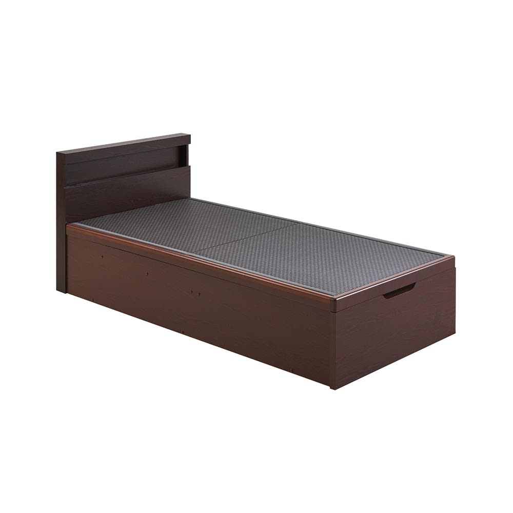 Celato/チェラト 照明付きヘッドボード 美草跳ね上げ床下収納ベッド シングルサイズ（高さが選べます）