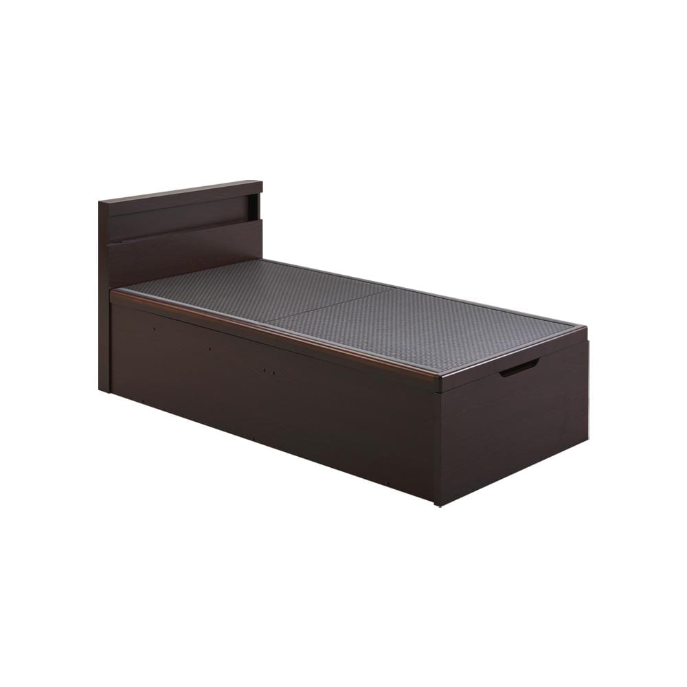 Celato/チェラト 照明付きヘッドボード 美草跳ね上げ床下収納ベッド シングルサイズ（高さが選べます） [2]