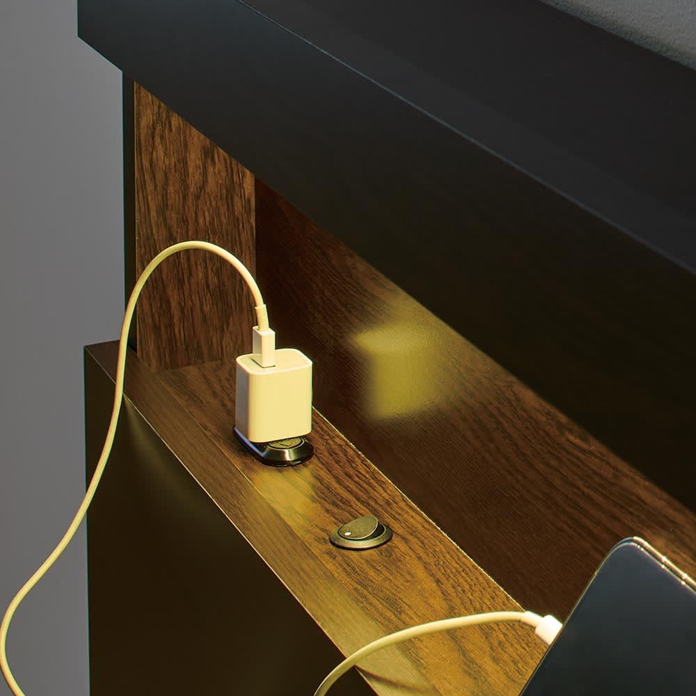 Celato/チェラト 照明付きヘッドボード 美草跳ね上げ床下収納ベッド シングルサイズ（高さが選べます） [4]