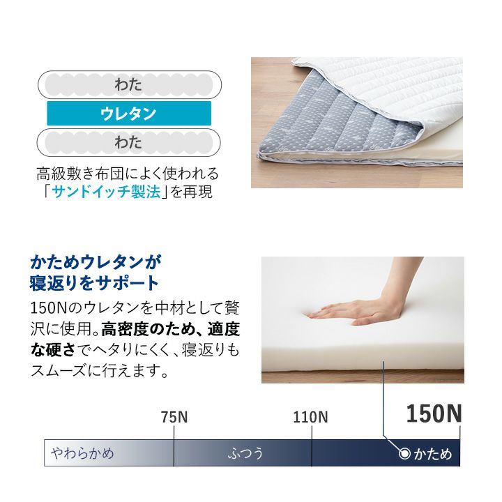 【EMOOR LUXE】 布団マットレス2 布団3点セット シングルサイズ （布団マットレス・掛け布団・枕） [5]