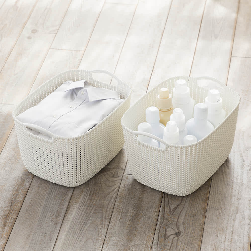 CURVER/カーバー ニット調ランドリーバスケット スクエアタイプ 同色2個組