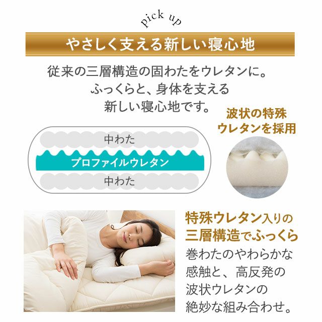 日本製 抗菌・防臭・防ダニ 多層構造ウレタン入り指圧敷き布団 クイーンサイズ 「クラッセプラス」 [4]