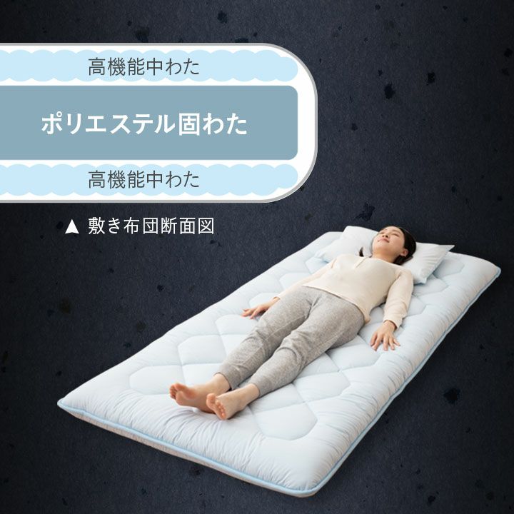 【カイザー2】 日本製 三層構造 極厚敷き布団 ダブルサイズ 綿100％ 抗菌 防臭 防ダニ 高反発 軽量 腰痛 [2]