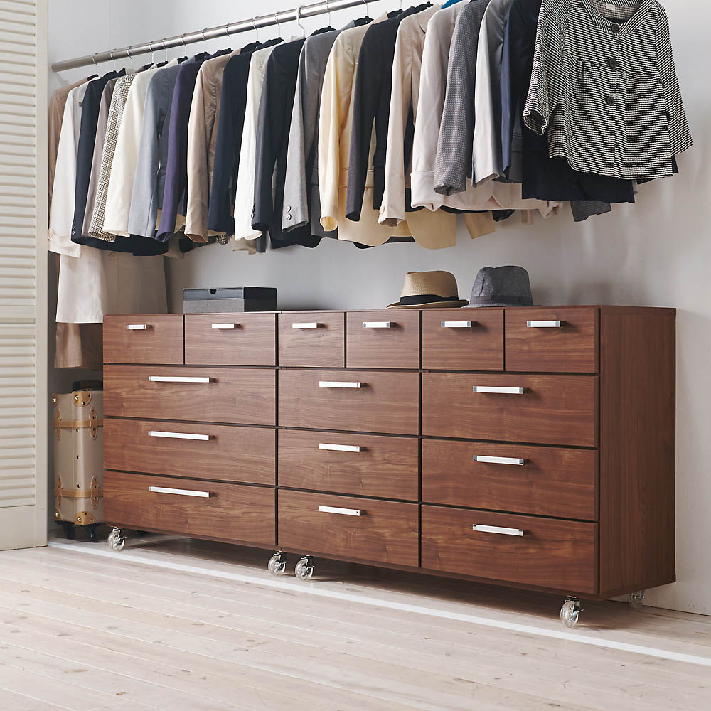 キャスター付きモダンクローゼットチェスト 4段・幅90cm [2]