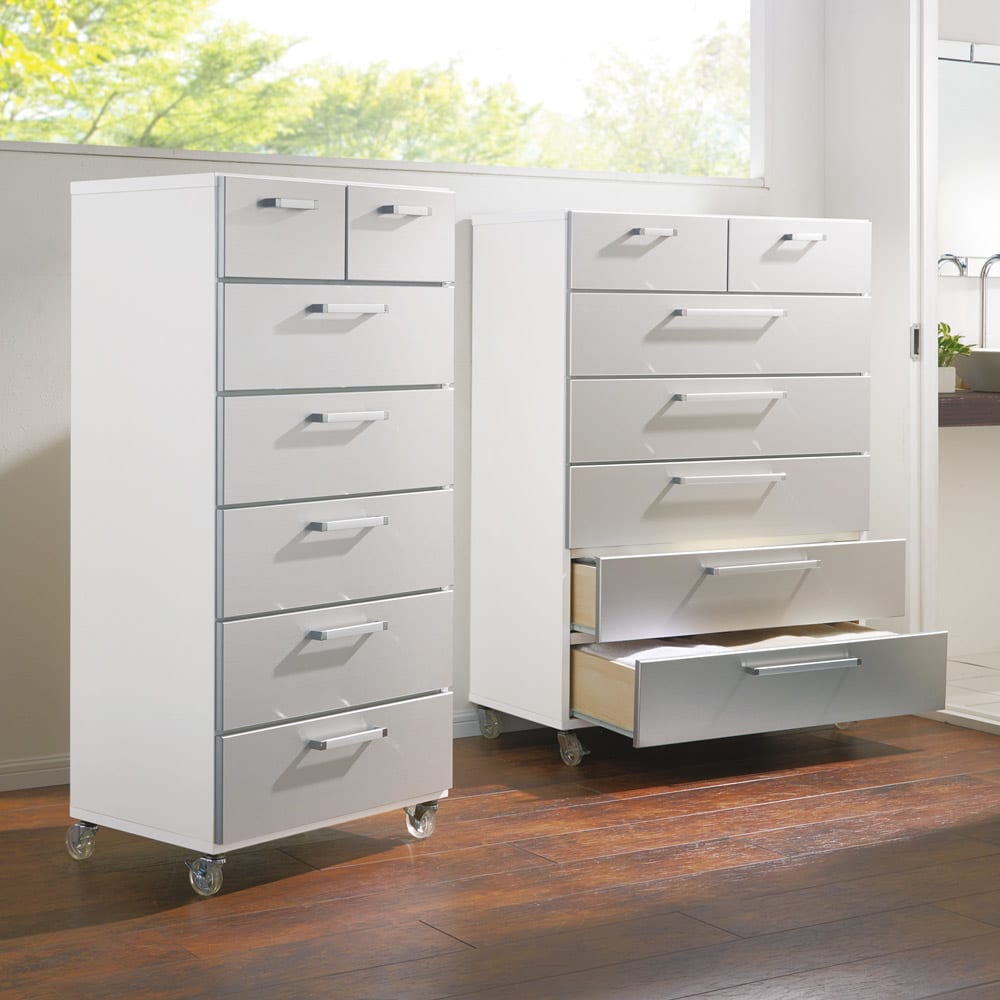 キャスター付きモダンクローゼットチェスト 4段・幅90cm [4]