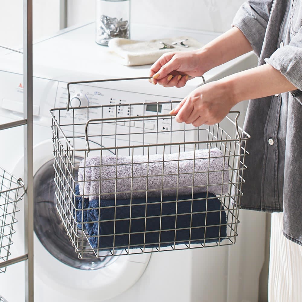 Lueurll/リュエール ニュアンスシルバーランドリー バスケットワゴン3段 [2]