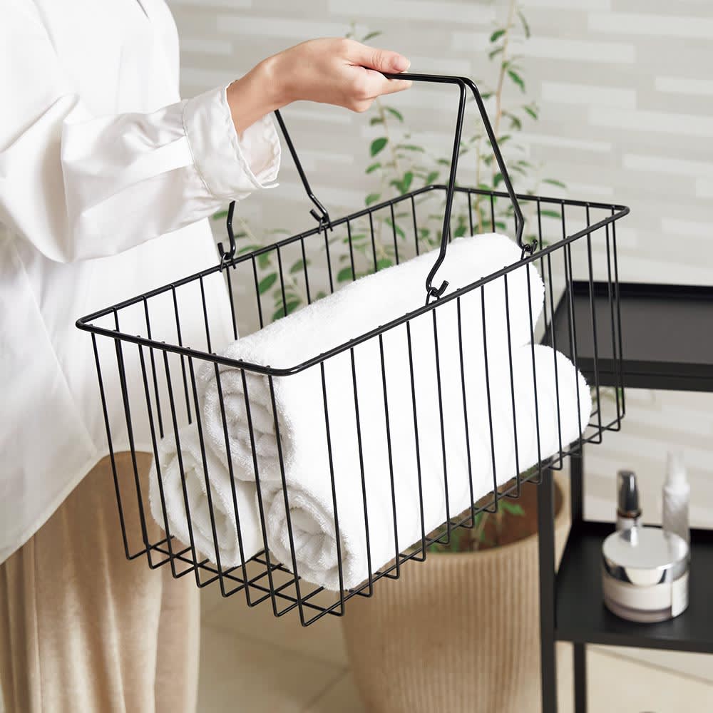 Nifa/ニファ お風呂サイドワゴン 2段 カゴ1個付き [3]