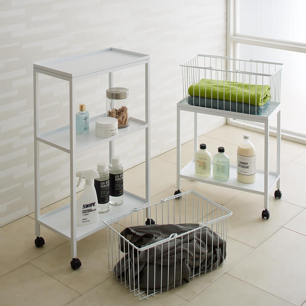 Nifa/ニファ お風呂サイドワゴン 3段 カゴ1個付き