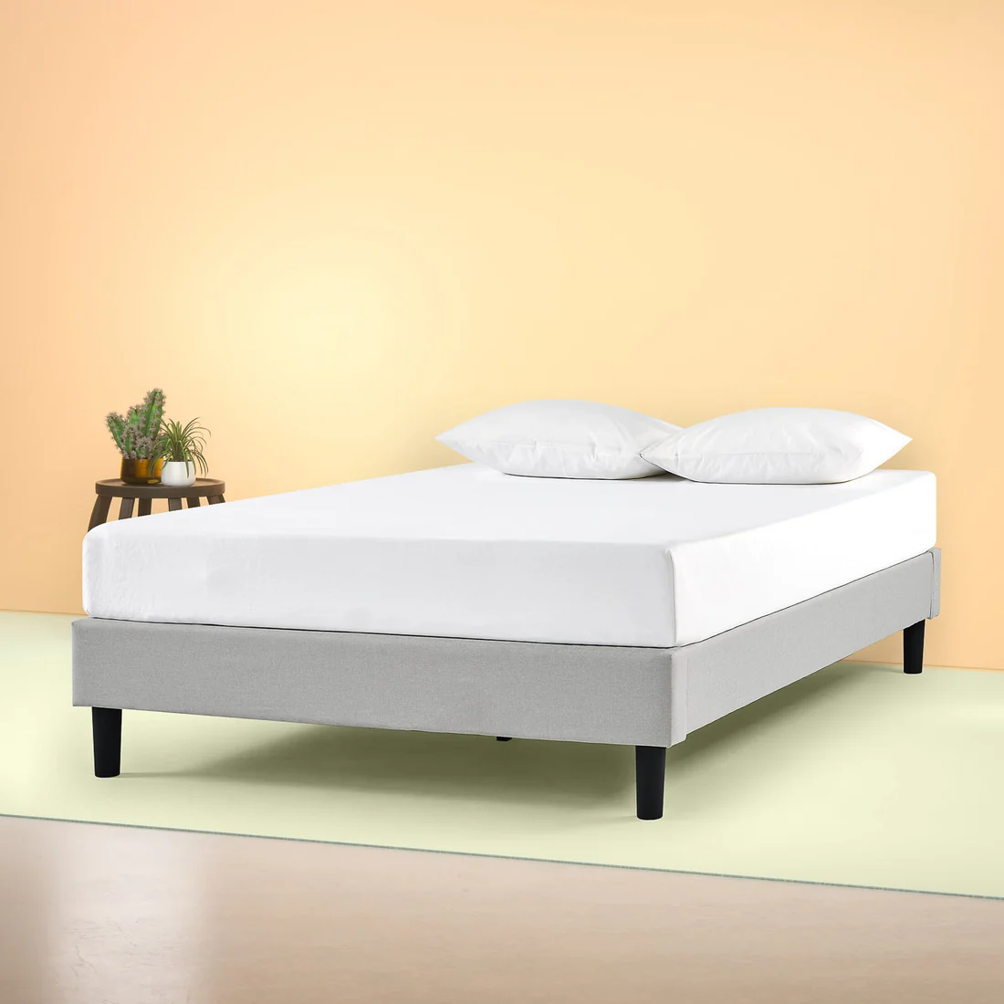 【セミダブル】ZINUS Curtis すのこベット フレーム 布張り メタル脚 [4]