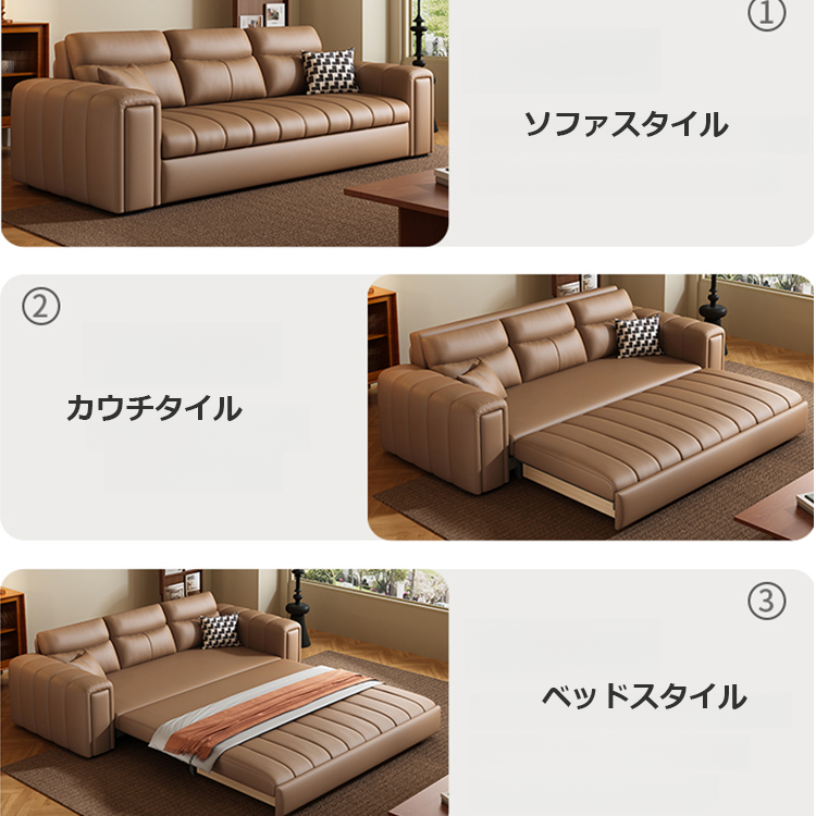 ソファベッド 1人掛け 2人掛け 3人掛け 北欧 おしゃれ 収納付き エアレザー hyt-3785 [3]