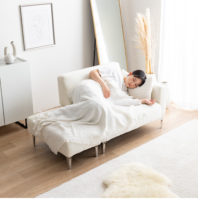 【送料無料】Sena セナ 幅136 ソファ 2人掛けソファ ローソファ おしゃれ おすすめ 安い 2点セット カウチ コーナー コンパクト 小さめ L字型 I字 2P かわいい かっこいい 肘付き オットマン ダイニング 一人暮らし 高級感 ファブリック アイボリー [3]