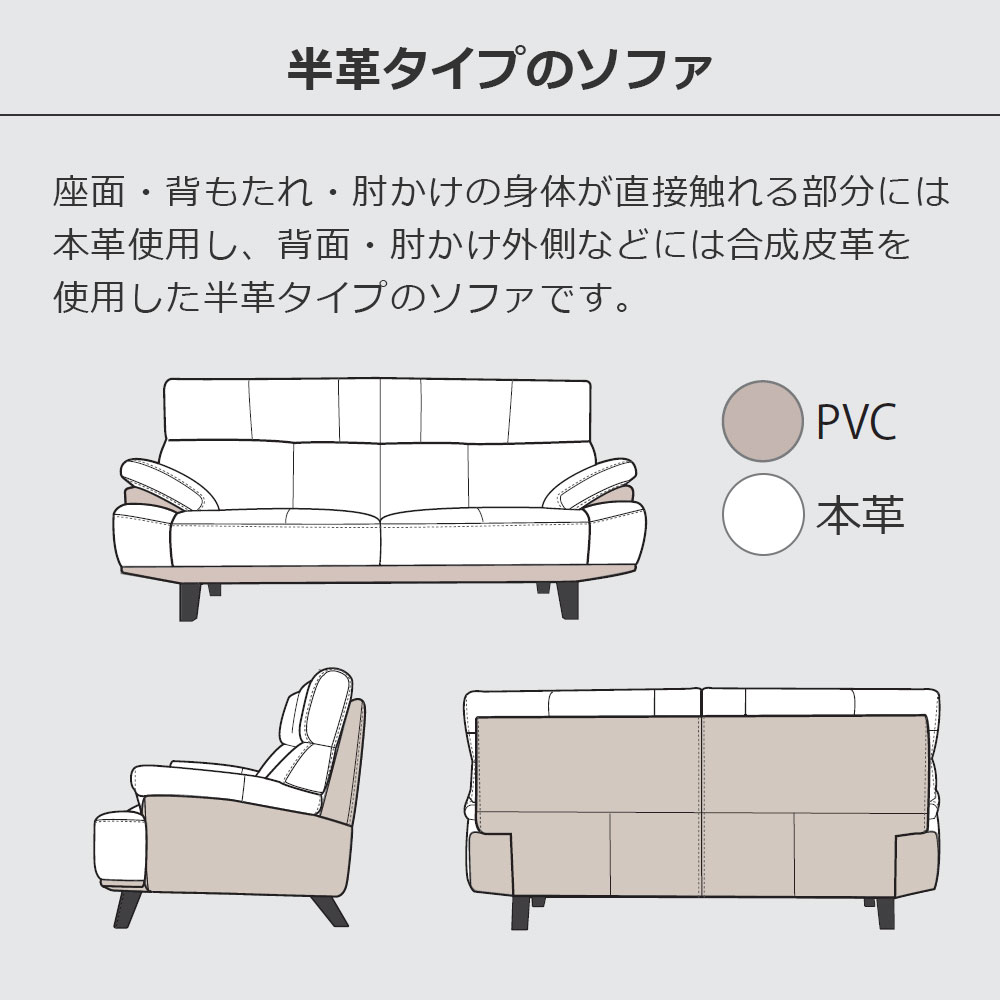 ソファ「ルミナス2 2SW19」幅195cm 奥行91cm（Nノーマル） 張地全2色 脚全2色【受注生産品】 [2]