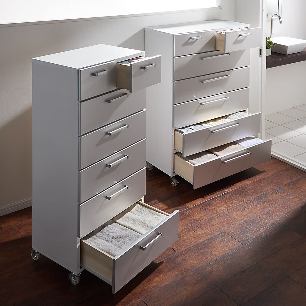 キャスター付きモダンクローゼットチェスト 4段・幅60cm [5]