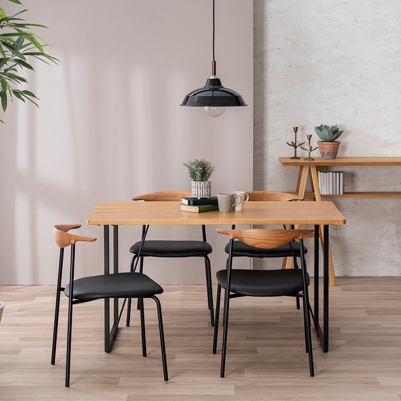 ダイニング5点セット テーブル（if NEST）SAMANTHA NEO2 135TOP OAK+脚SAMANTHA NEO アイアンSQ BK＋セミアームチェア KITE OAK/BK【大型商品配送】 [3]