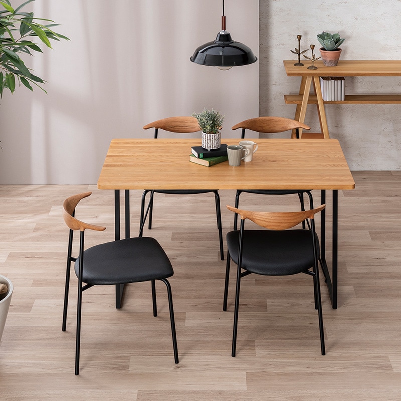 ダイニング5点セット テーブル（if NEST）SAMANTHA NEO2 135TOP OAK+脚SAMANTHA NEO アイアンSQ BK＋セミアームチェア KITE OAK/BK【大型商品配送】 [4]