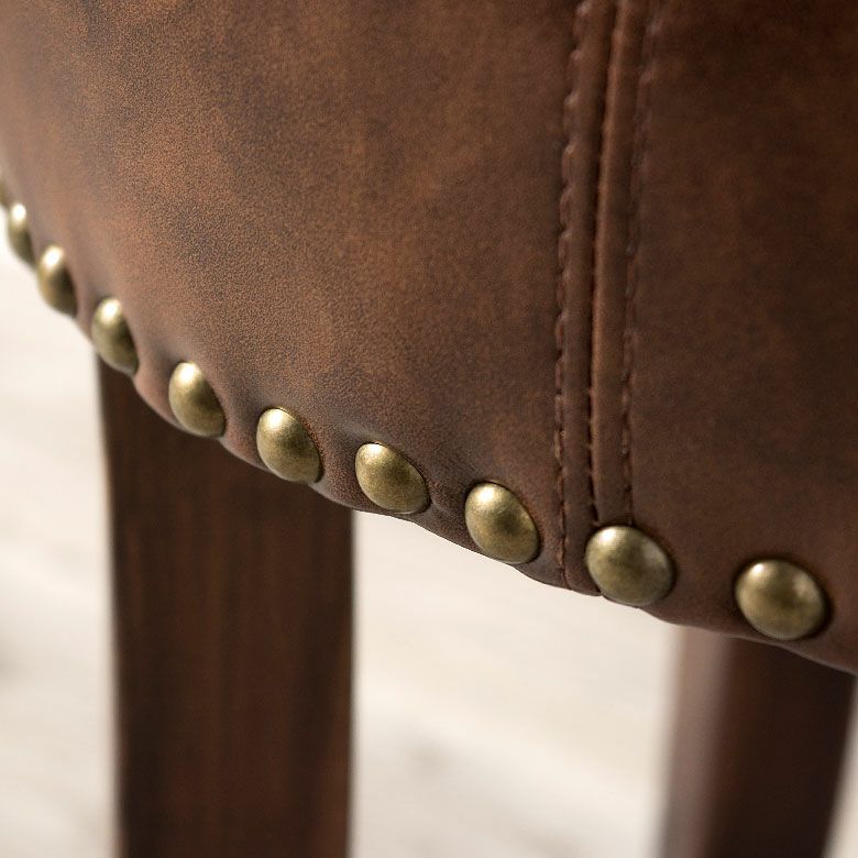 丸スツール 丸いす ラウンドスツール 椅子 いす イス チェア チェアー 丸型 スタッズ 鋲付き オットマン 足置き 1人掛け 天然木 革 皮 厚座 男前 ブルックリン アメリカン オールド [2]