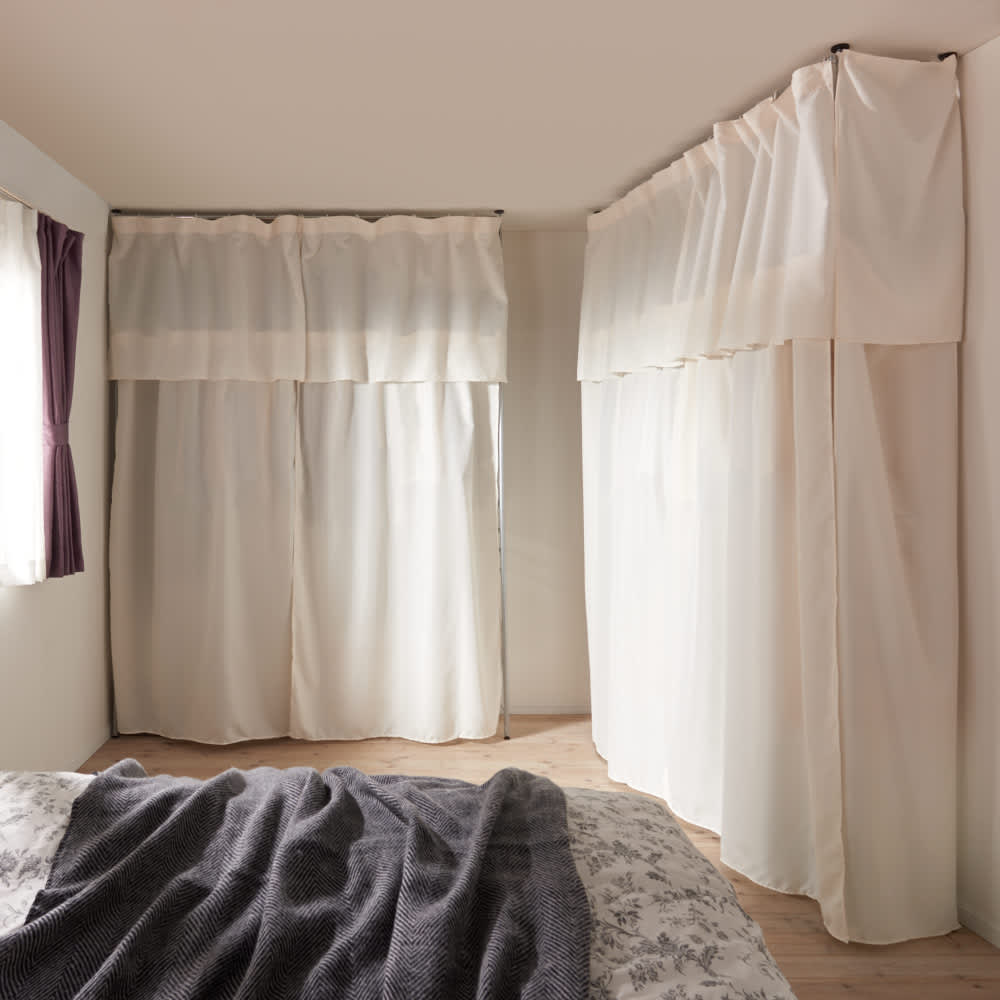 ウォークイン突っ張りハンガー用サイドカーテン （ロータイプ用）