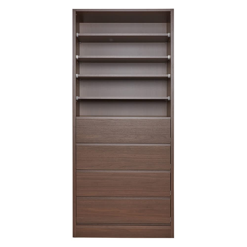 奥行スリムで省スペース オープン間仕切りワードローブ 棚＋引き出し4杯 幅60奥行54cm