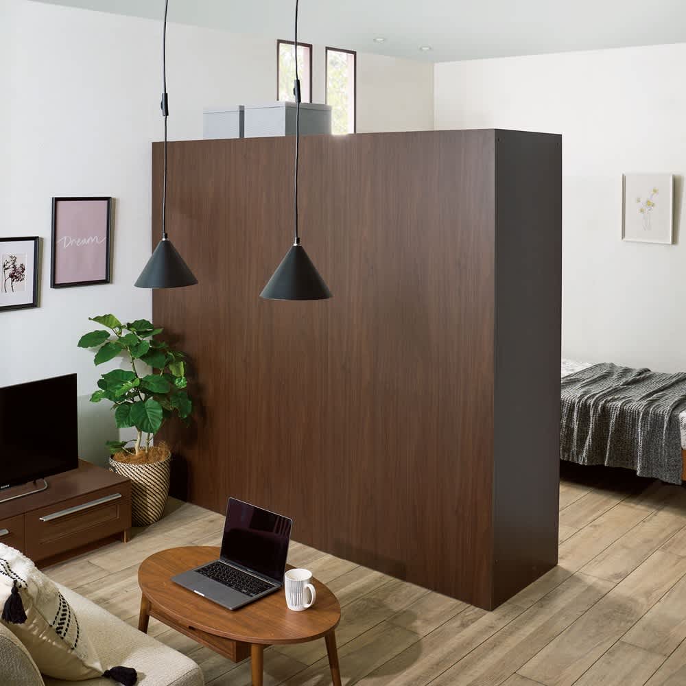 奥行スリムで省スペース オープン間仕切りワードローブ オーダー上置き 幅80奥行44高さ26〜90cm