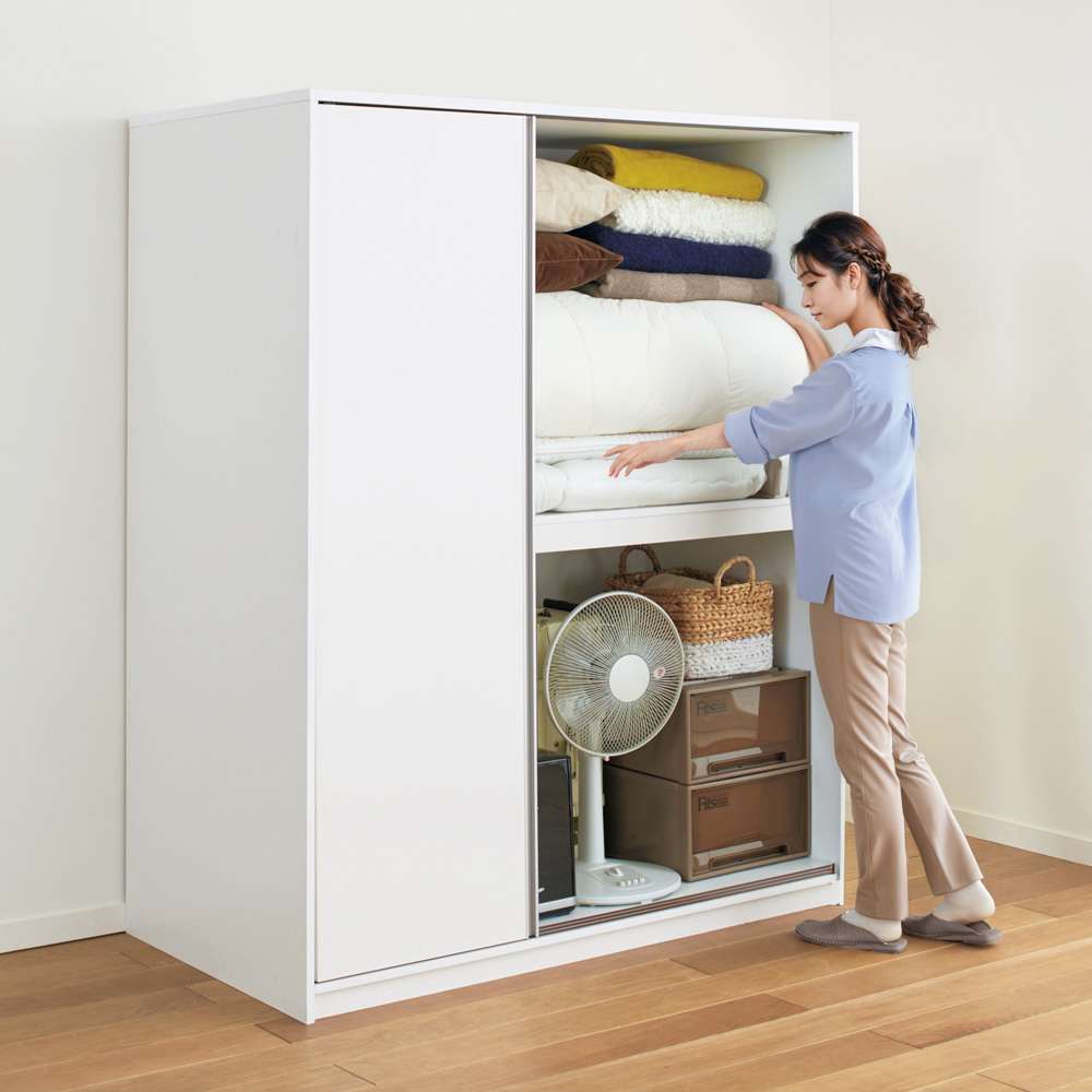 【日本製】3枚引き戸で出し入れも楽チン 大容量収納庫シリーズ 洋服収納 奥行60cm幅150cm高さ182.5cm [3]