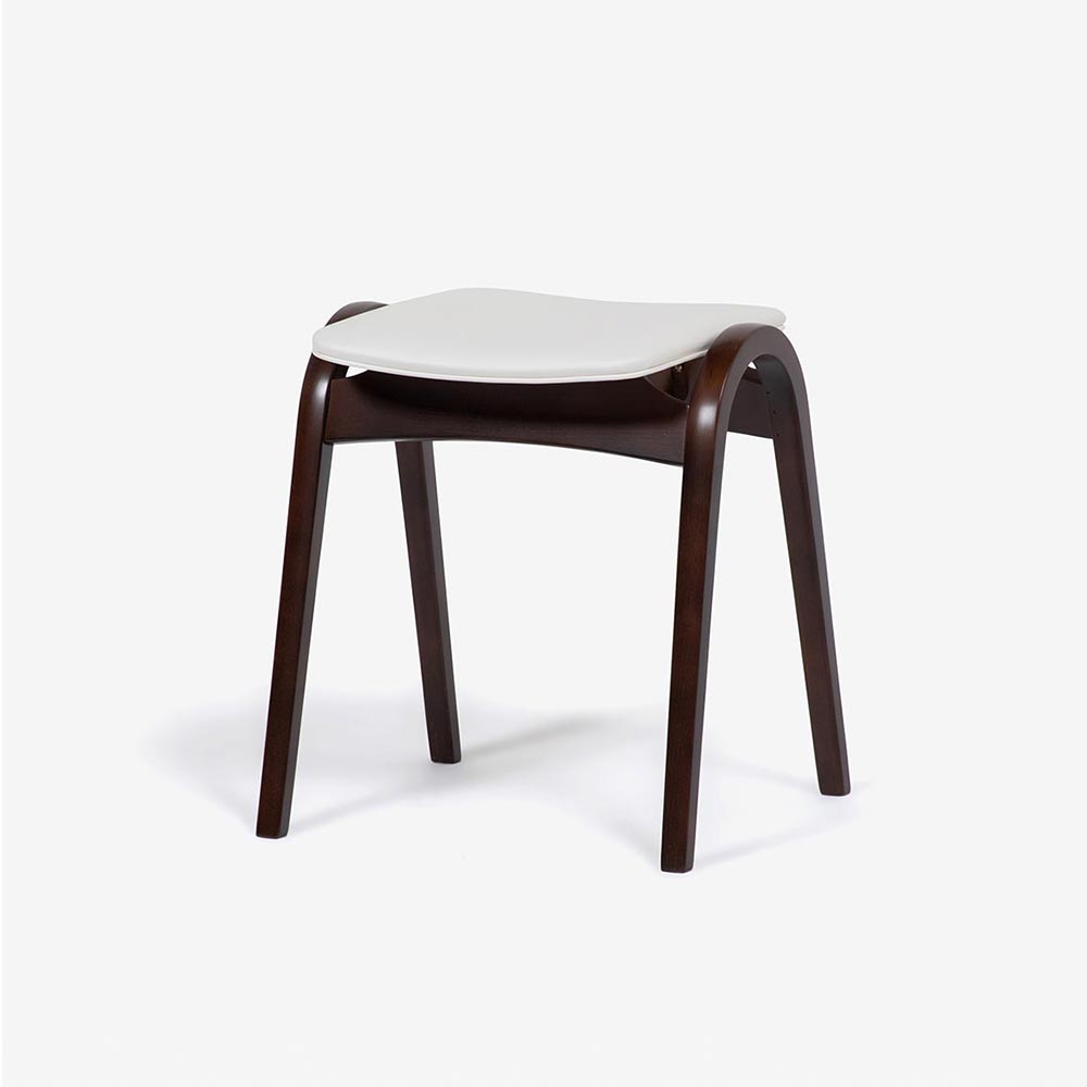 秋田木工 スツール「No.202」ブナ材WNウォールナット色 張地#PVCIV2 アイボリー色【2脚セット】【セール対象品のため10%OFF】