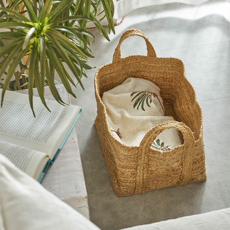 かごバスケット 取っ手付き 持ち手付きかご 畳める 見せる収納 [2]