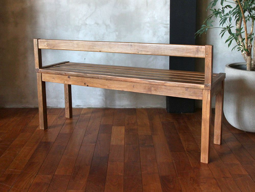 old teak righting bench