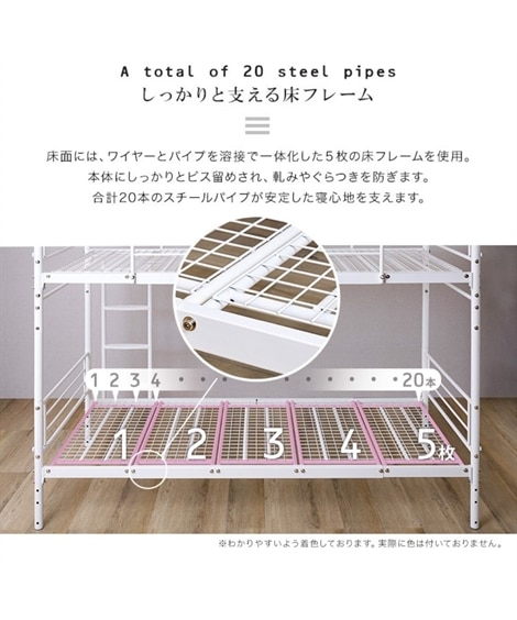 分割 並べて連結もできる ３WAYパイプ2段ベッド [3]