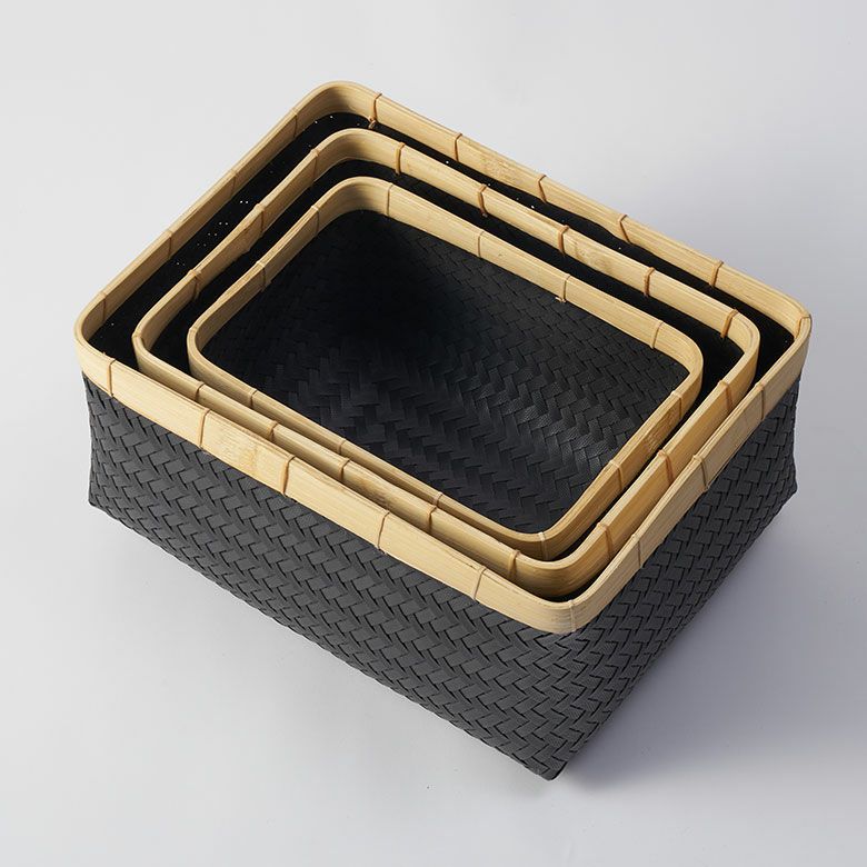 リビング キッチン 洗面所 衣類 洗濯物 おもちゃ バッグ 入れ 店舗 レストラン カフェ シンプルモダン モダン リゾートインテリア カゴ 籠 バス トイレ 異素材 バイカラー ハンドメイド [5]