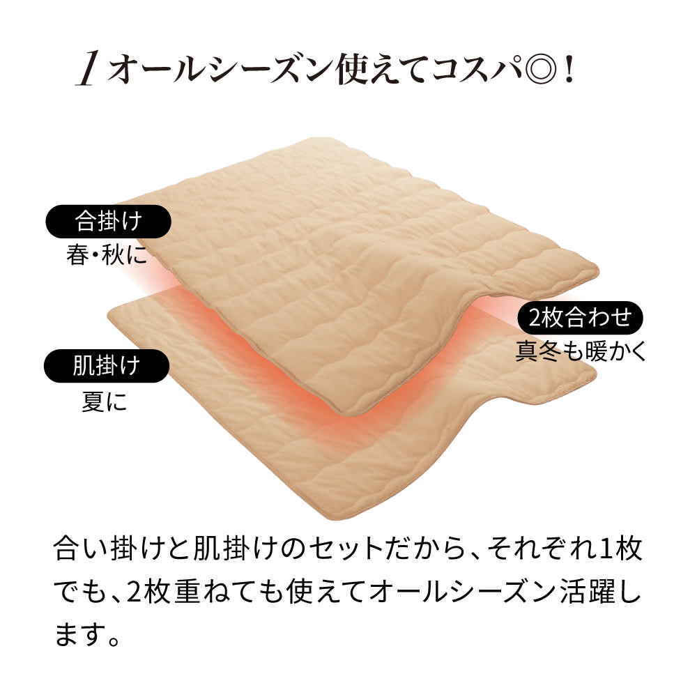 寒がりさんにもデリケートさんにも安心　シンサレート（TM）を使用した布団シリーズ 2枚合わせ掛け布団 [4]