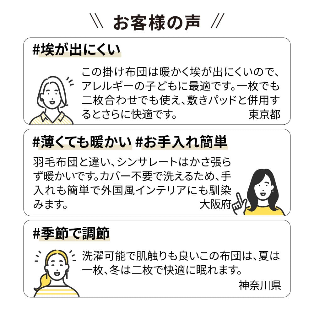 寒がりさんにもデリケートさんにも安心　シンサレート（TM）を使用した布団シリーズ 2枚合わせ掛け布団 [3]