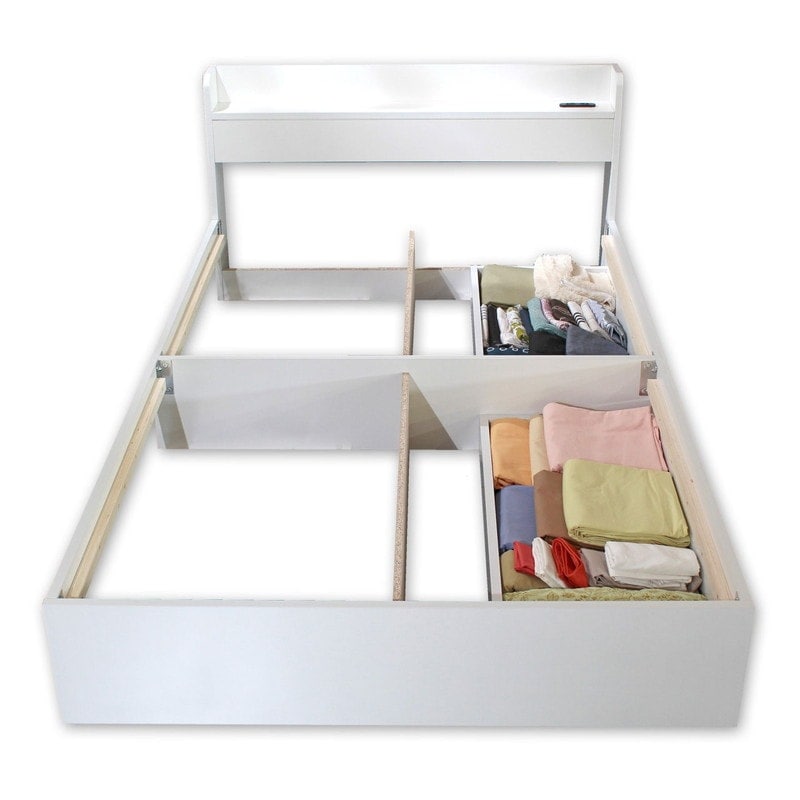 ヘッドボード付き 引出し収納ベッド/ラテ【Latte】 [3]