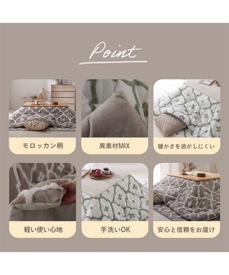 カットボアフランネルふんわりこたつ掛け布団（モロッカン柄）